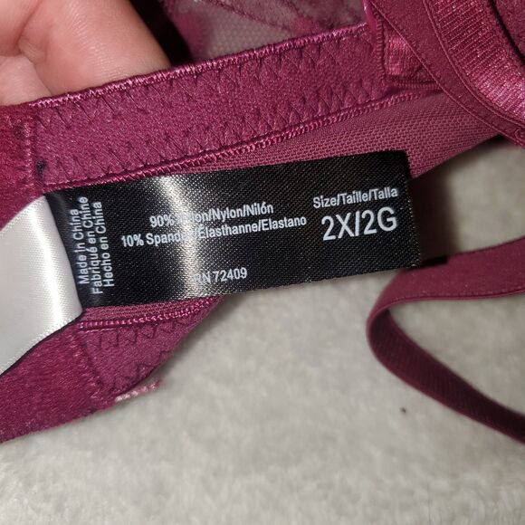 NWT VELVET KITTEN Babydoll nightgown Sz 2XL. Plus Size. Deep Plum/Purple. Bra - Picture 7 of 7